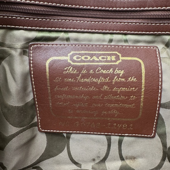 Coach Bleeker Tattersal Plaid Travel Tote Bag Brown Leather Trim & Zip pocket - Picture 12 of 16